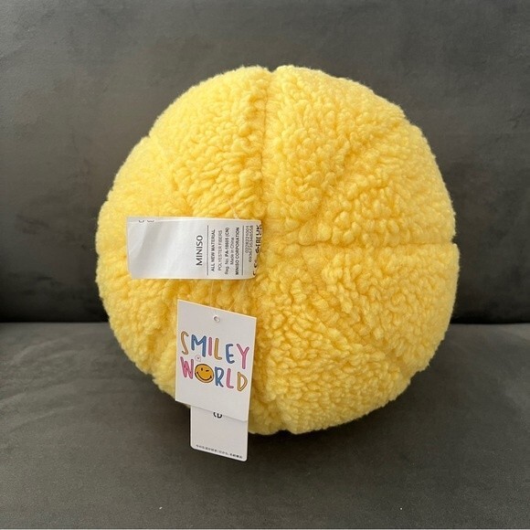 Yellow Smiley Wink Face Plush Basketball - Picture 5 of 6